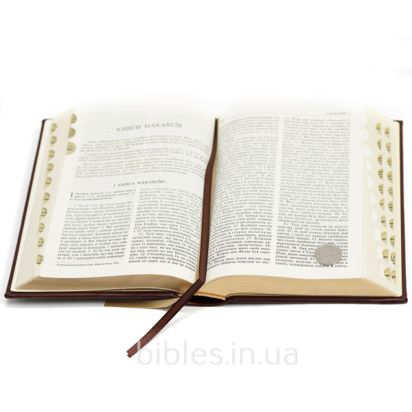 Библия Хоменко, коричневая, тиснение, индексы, золотой срез