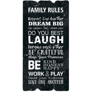 Декоративная табличка «Family rules» (темная)