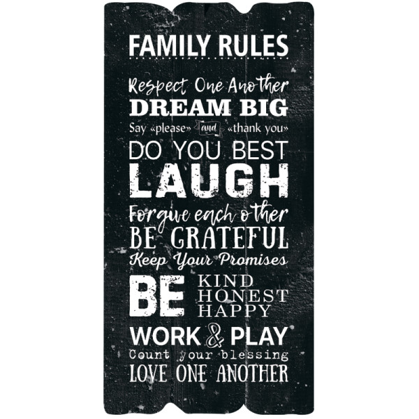 Декоративная табличка «Family rules» (темная)