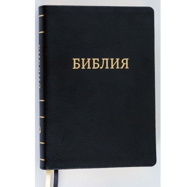 Библия, синодальный пер., натуральная кожа, черная, золотой срез, 17x24 см