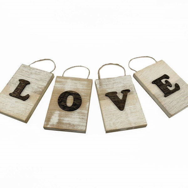 Настенное деревянное панно из 4 частей «LOVE»