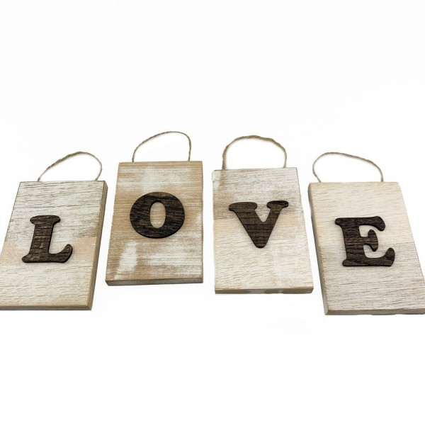 Настенное деревянное панно из 4 частей «LOVE»