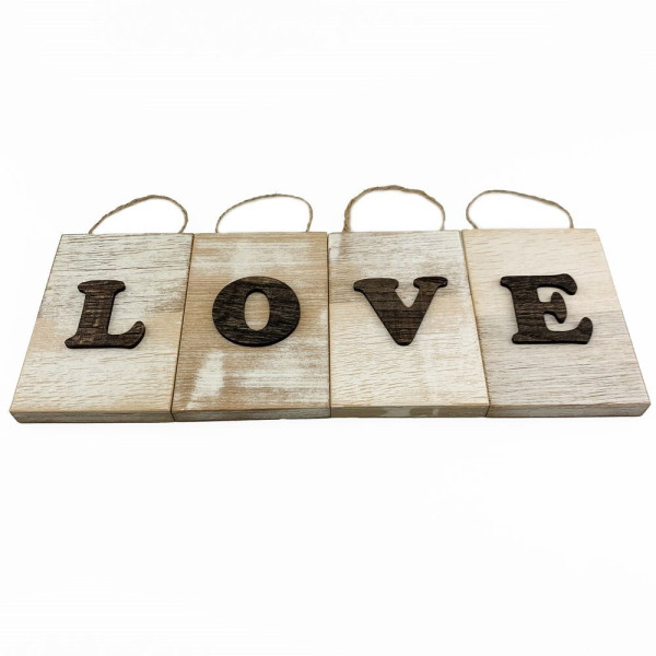 Настенное деревянное панно из 4 частей «LOVE»