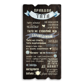 Декоративная табличка «Правила тата» (темная)