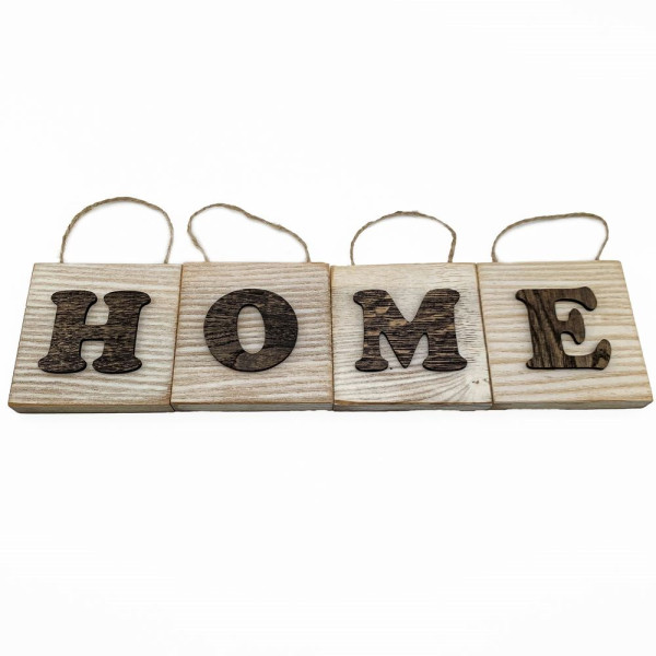 Настенное деревянное панно из 4 частей «HOME», 10 × 9,5 см