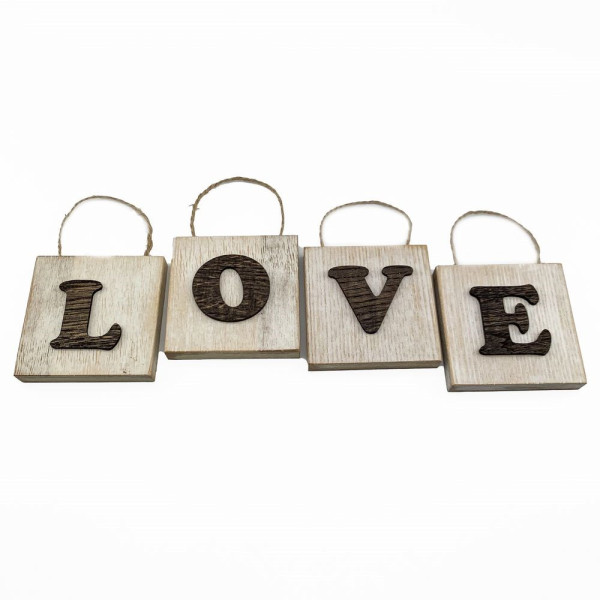 Настенное деревянное панно из 4 частей «LOVE» 10 х 9,5