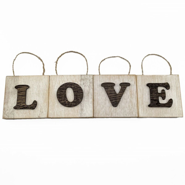 Настенное деревянное панно из 4 частей «LOVE» 10 х 9,5