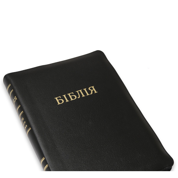 Библия Огиенко, черная, застежка, индексы, 17х24 см