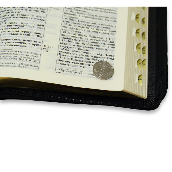 Библия Огиенко, черная, застежка, индексы, 17х24 см