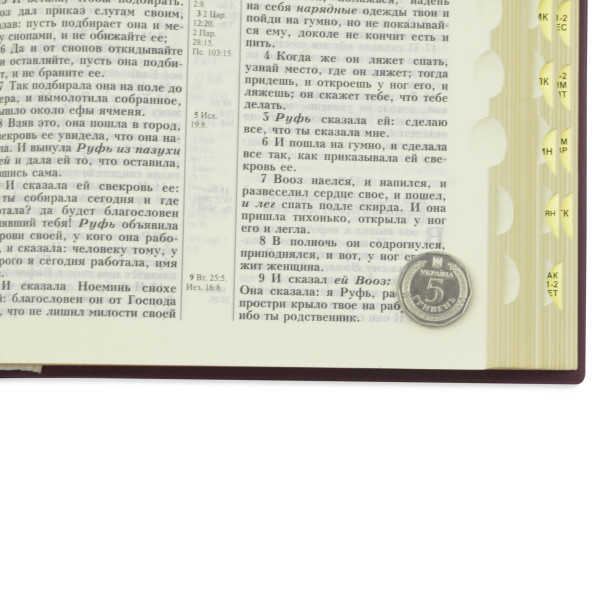 Біблія, синодальний перекл., червона, вініл, індекси, золотий зріз, 14.5x20.5 см