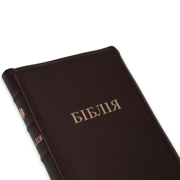 Библия, современный пер., бордо, натуральная кожа безона, застежка, индексы, золотой обрез, 16х22 см