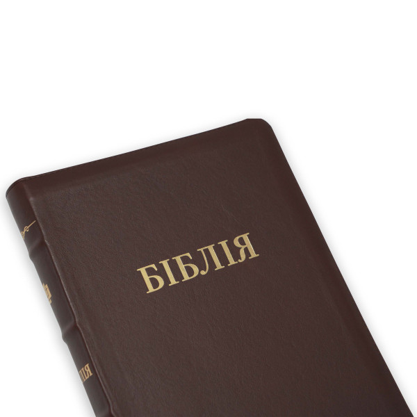 Библия, современный пер., бордо, натуральная кожа безона, застежка, индексы, золотой обрез, 17х24 см
